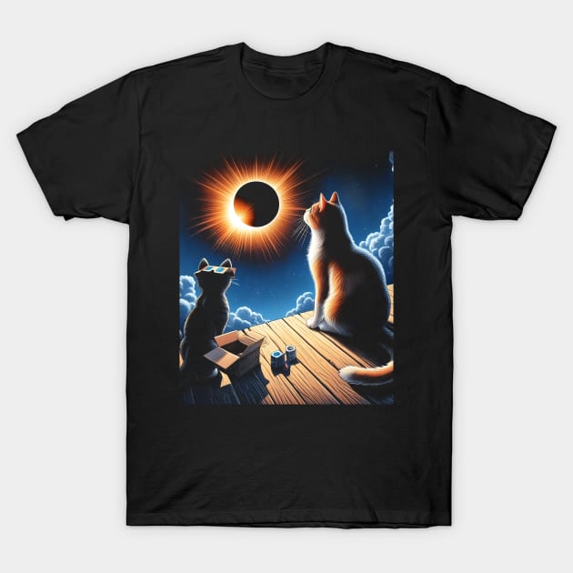 Eclipse Tabby Cat Watching Solar Eclipse, Cat Eclipse T-Shirt by click2print